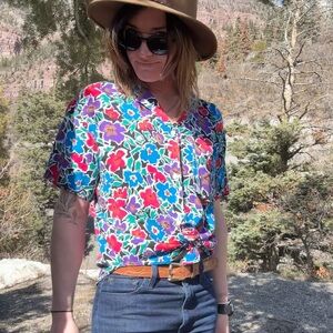 Retro Floral Button Down Tee​